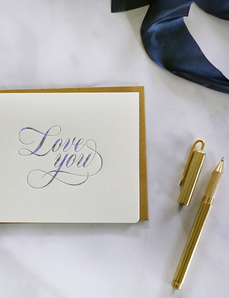 Love you (holographic) Greeting Cards Bespoke Letterpress 