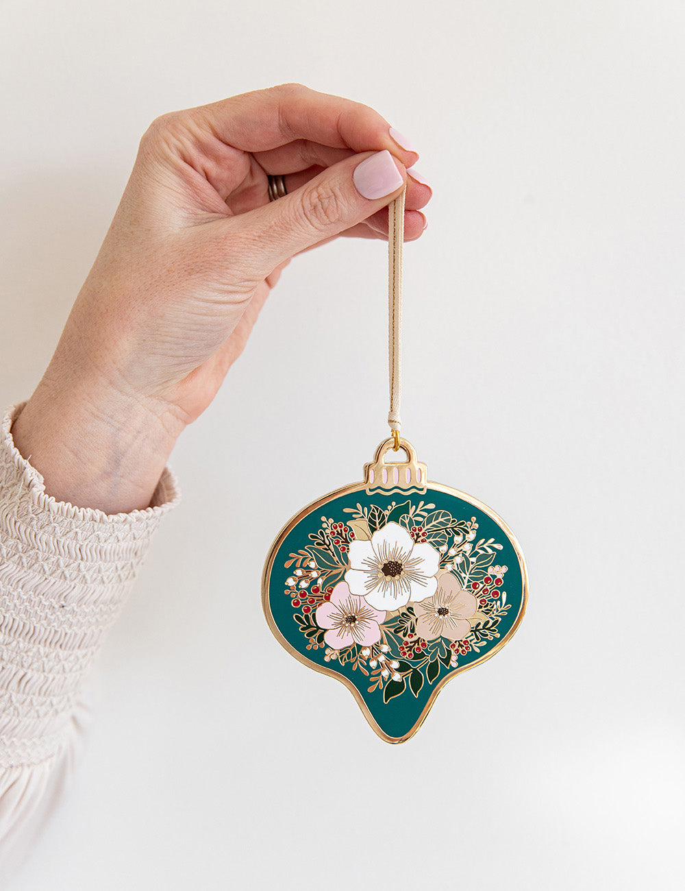 Fine Enamel Christmas Ornament - Green Bauble