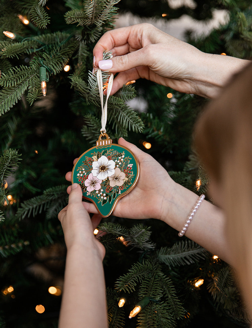 Fine Enamel Christmas Ornament - Green Bauble