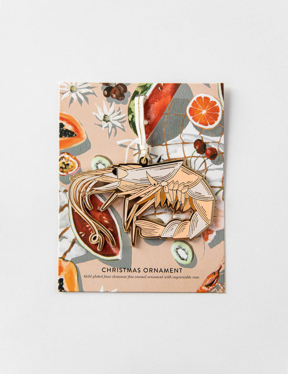 Fine Enamel Christmas Ornament - Prawn