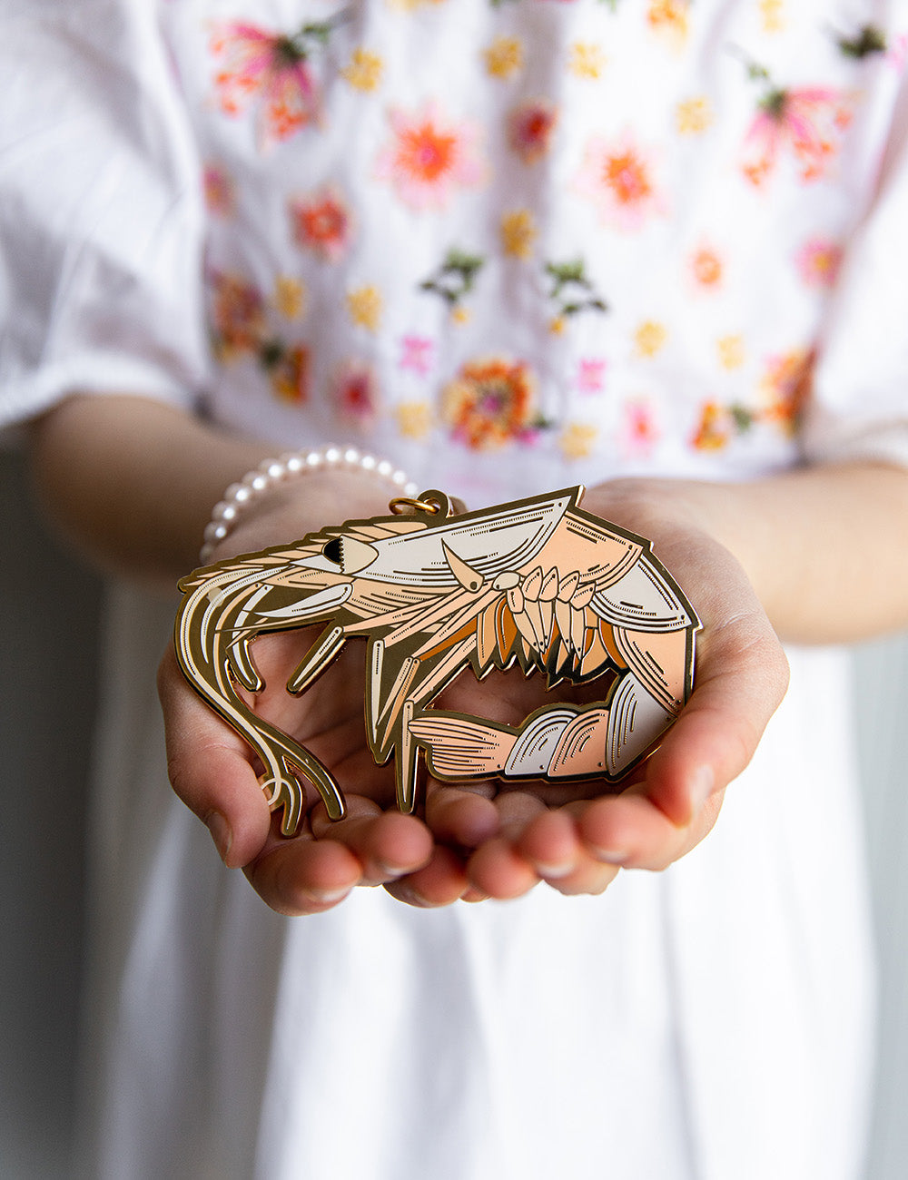 Fine Enamel Christmas Ornament - Prawn