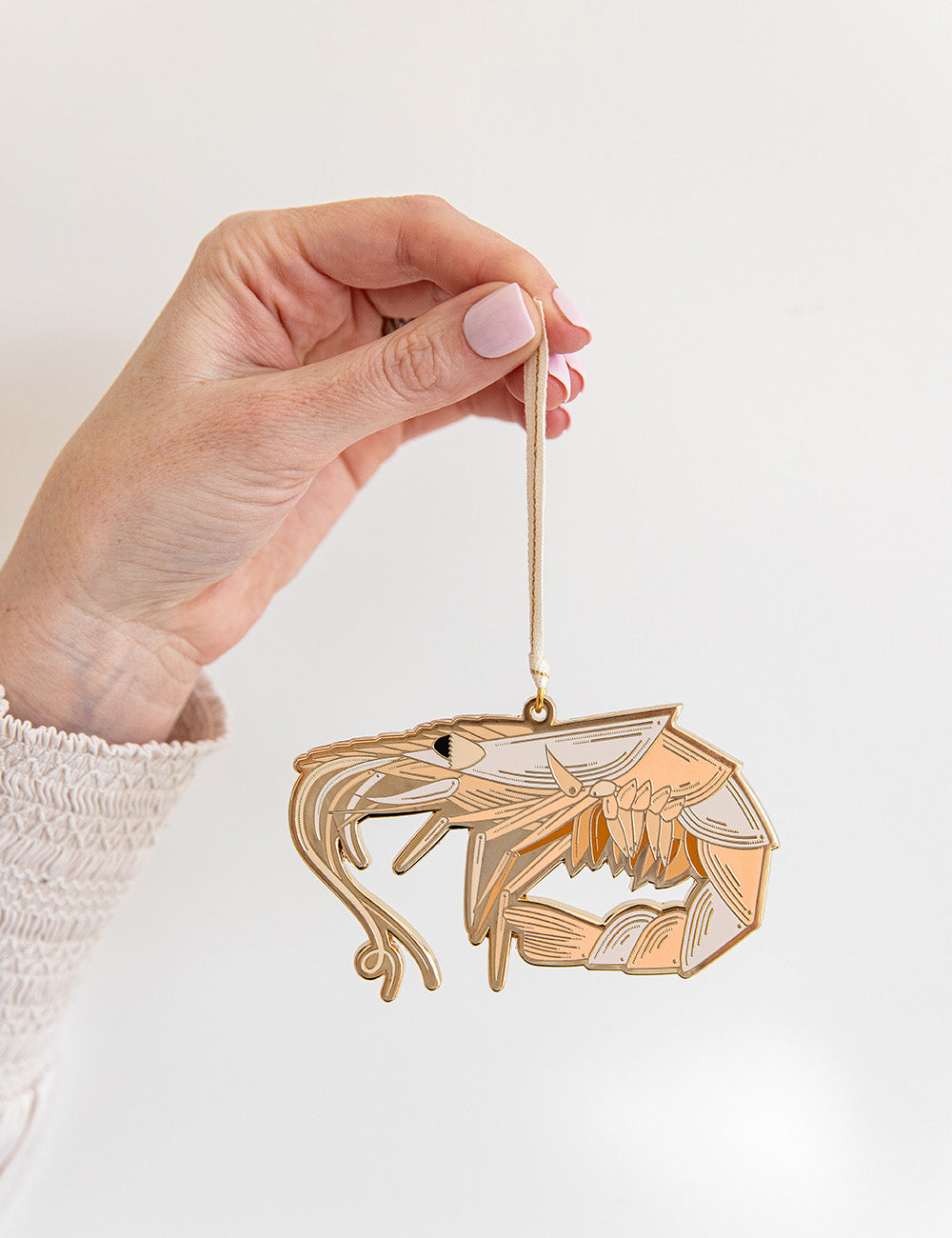 Fine Enamel Christmas Ornament - Prawn