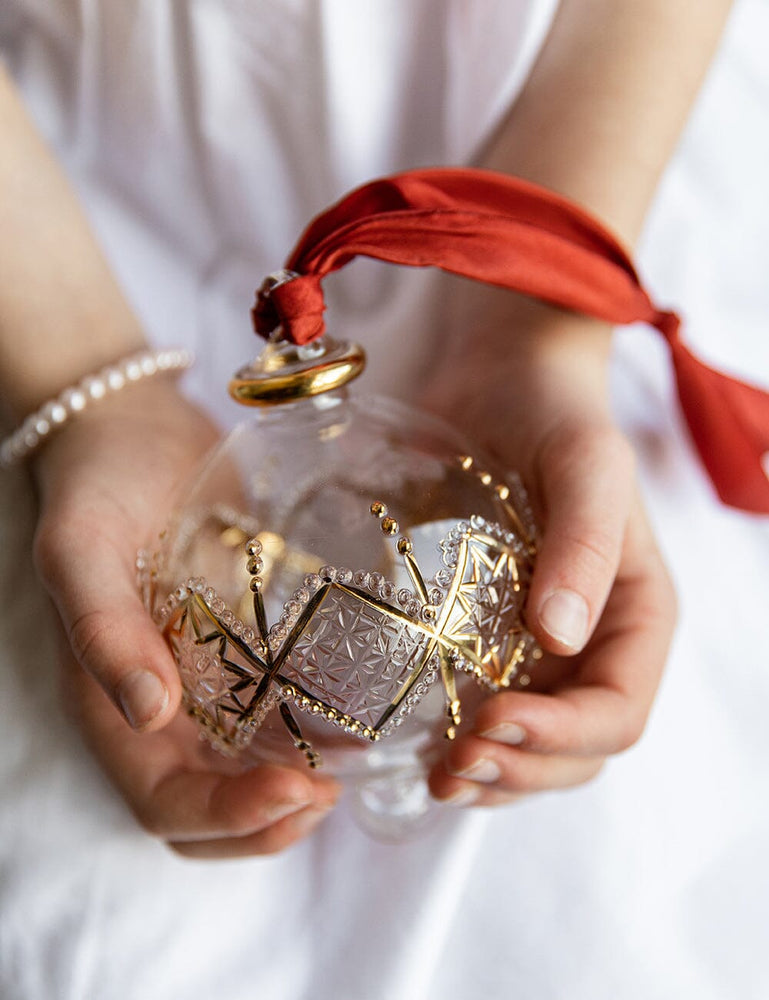 Ornament Glass Round Star (Rust Ribbon) Christmas Ornaments Bespoke Letterpress 