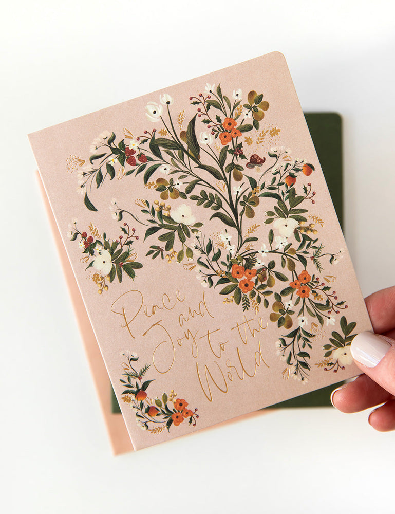 Peace and Joy to the World (Pears) Greeting Cards Bespoke Letterpress 