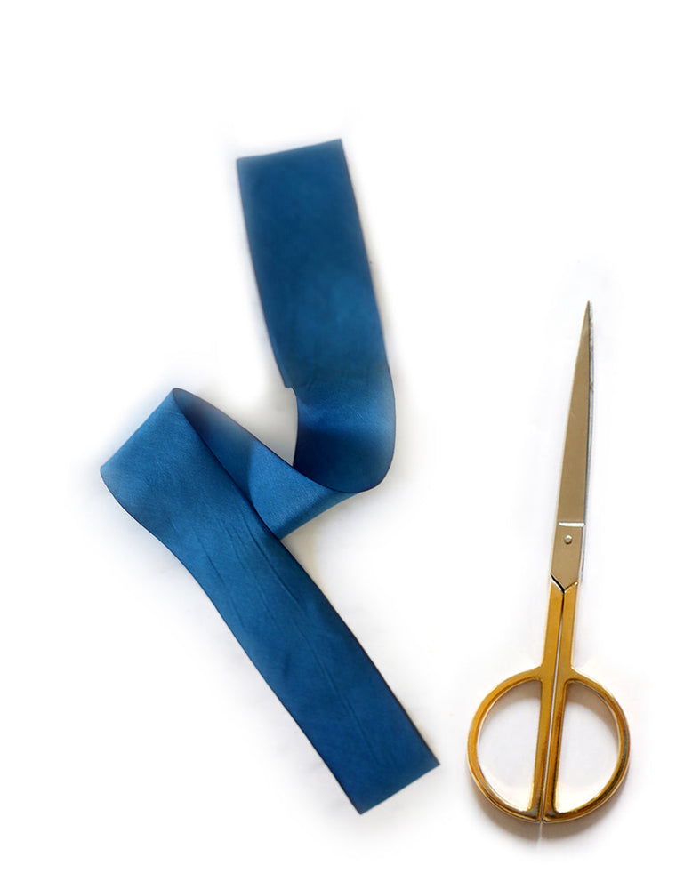 Navy Silk Ribbon - 3 metres Silk Ribbon Bespoke Letterpress 