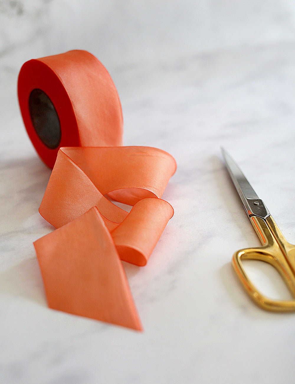 Coral Silk Ribbon - 3 metres Silk Ribbon Bespoke Letterpress 