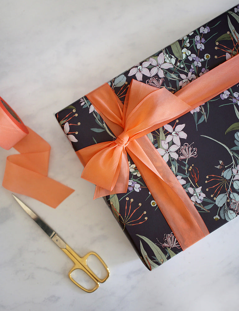 Coral Silk Ribbon - 3 metres Silk Ribbon Bespoke Letterpress 