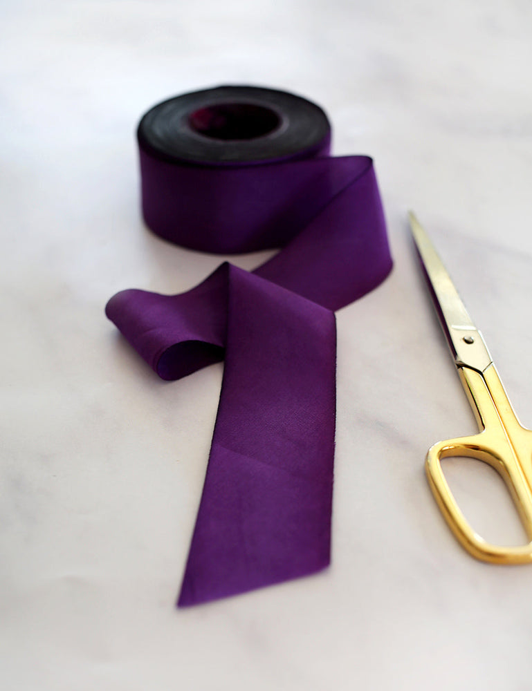 Royal Purple Silk Ribbon - 3 metres Silk Ribbon Bespoke Letterpress 