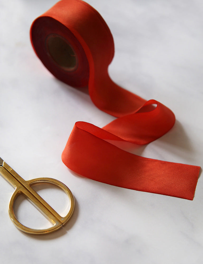 Orange Silk Ribbon - 3 metres Silk Ribbon Bespoke Letterpress 