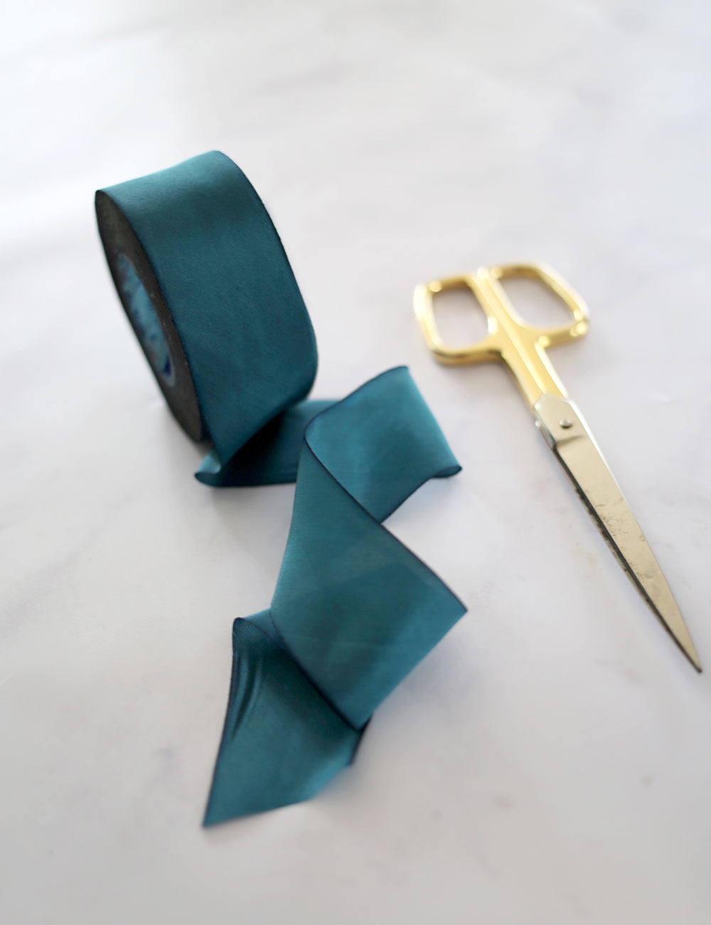 Teal Silk Ribbon - 3 metres Silk Ribbon Bespoke Letterpress 