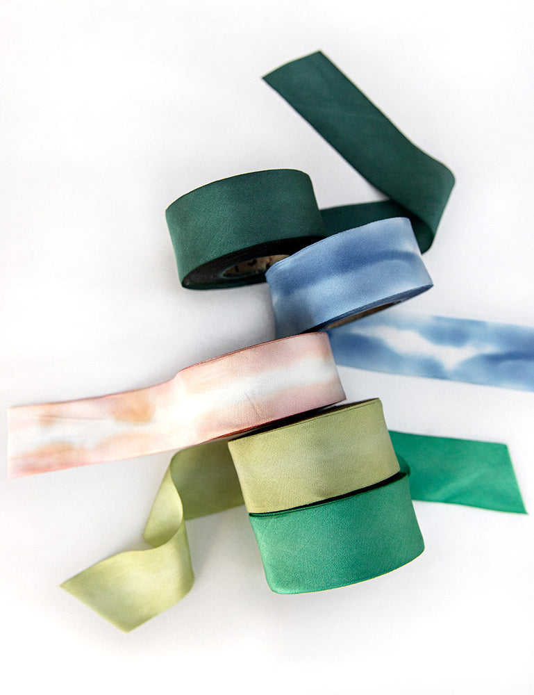 Summer Green Silk Ribbon - 3 metres Silk Ribbon Bespoke Letterpress 
