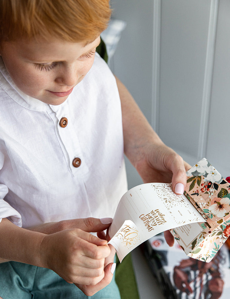 Floral Fields Christmas Stickers on a roll - 40 pack Bespoke Letterpress 