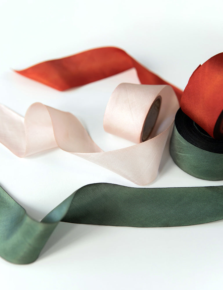 Olive Silk Ribbon - 3 metres Silk Ribbon Bespoke Letterpress 
