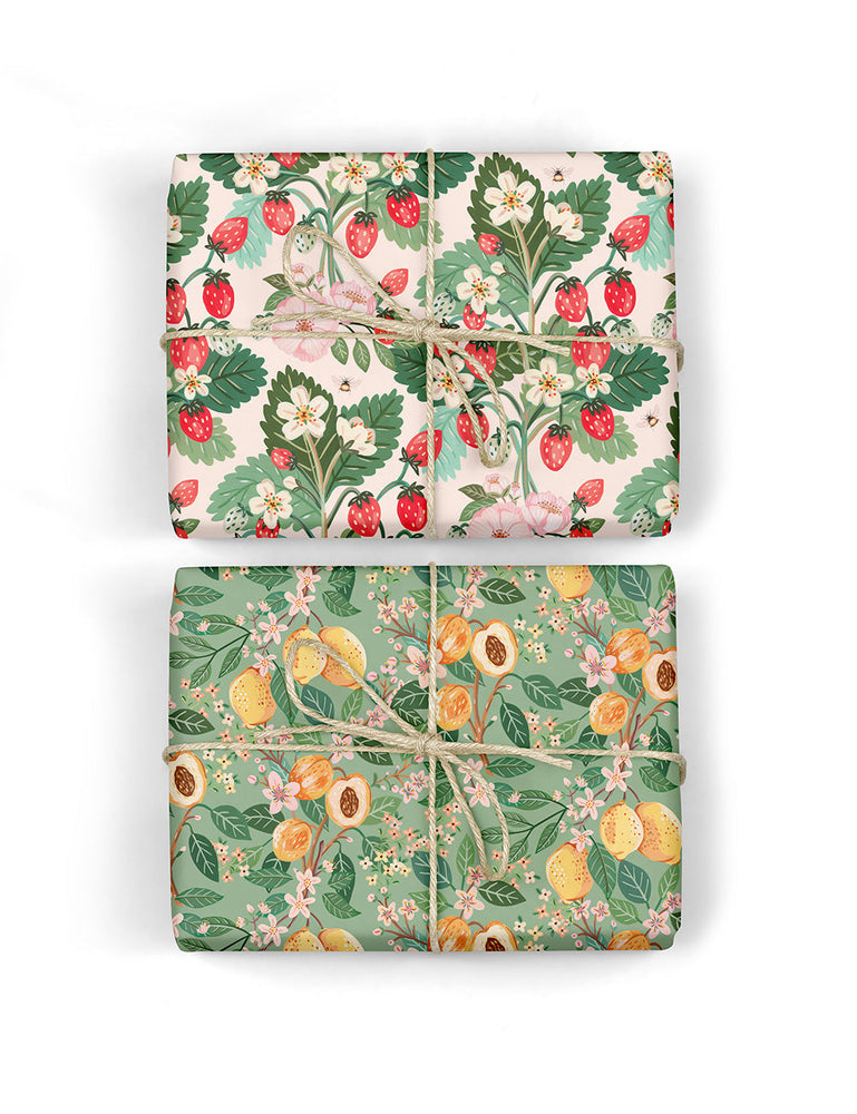 Strawberries/Peaches 6pk Wrap Gift Wrap Bespoke Letterpress 