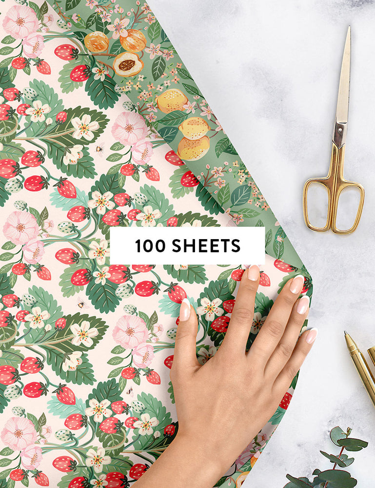 Strawberries/Peaches 100pk gift wrap Gift Wrap Bespoke Letterpress 