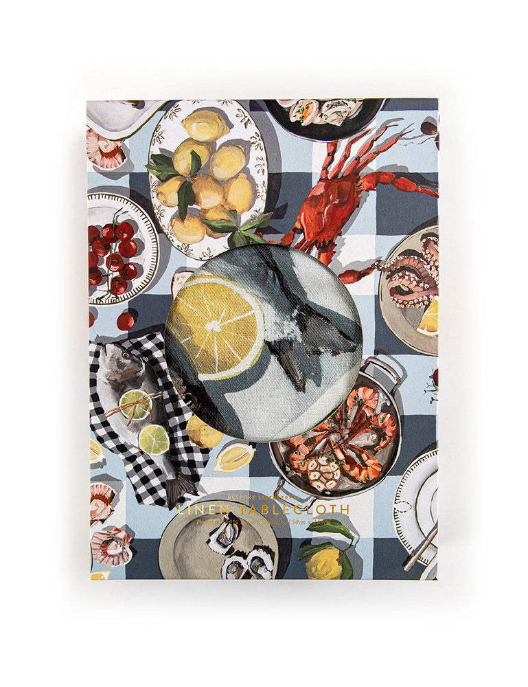 Crab & Squid Linen Tablecloth Tablecloth Bespoke Letterpress 