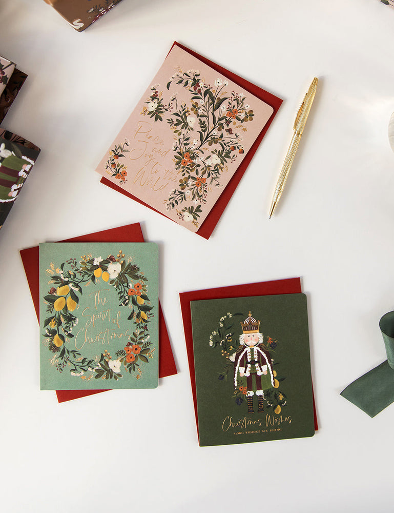 The Spirit of Christmas (wreath) Greeting Cards Bespoke Letterpress 