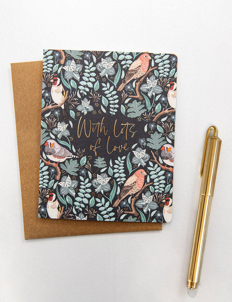 With lots of love Finches Greeting Cards Bespoke Letterpress 