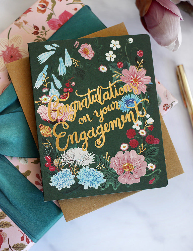 Folk ‘Congratulations on your Engagement’ Greeting Cards Bespoke Letterpress 