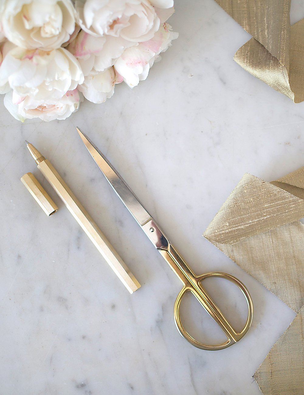 Round gold plated scissors Desktop Stationery Bespoke Letterpress 