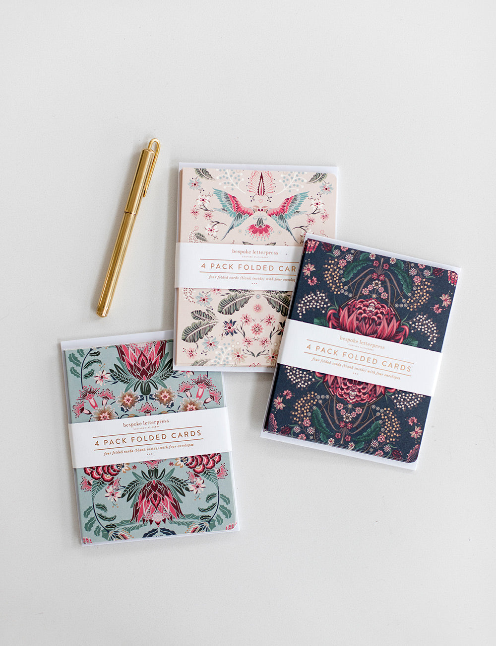 4pk Blank Cards - Kaleidoflora Cream